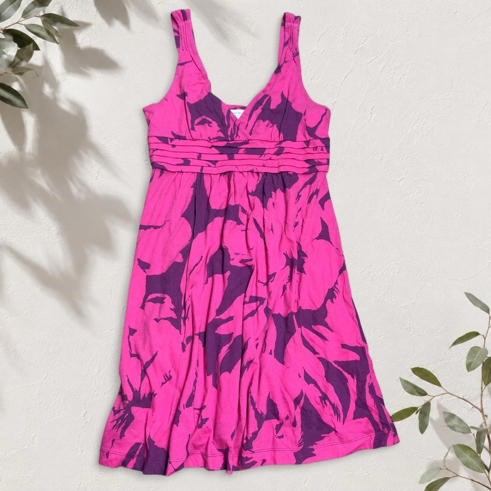 American Eagle Y2K Pink Purple Floral Empire Waist Mini Dress 2009 Size M